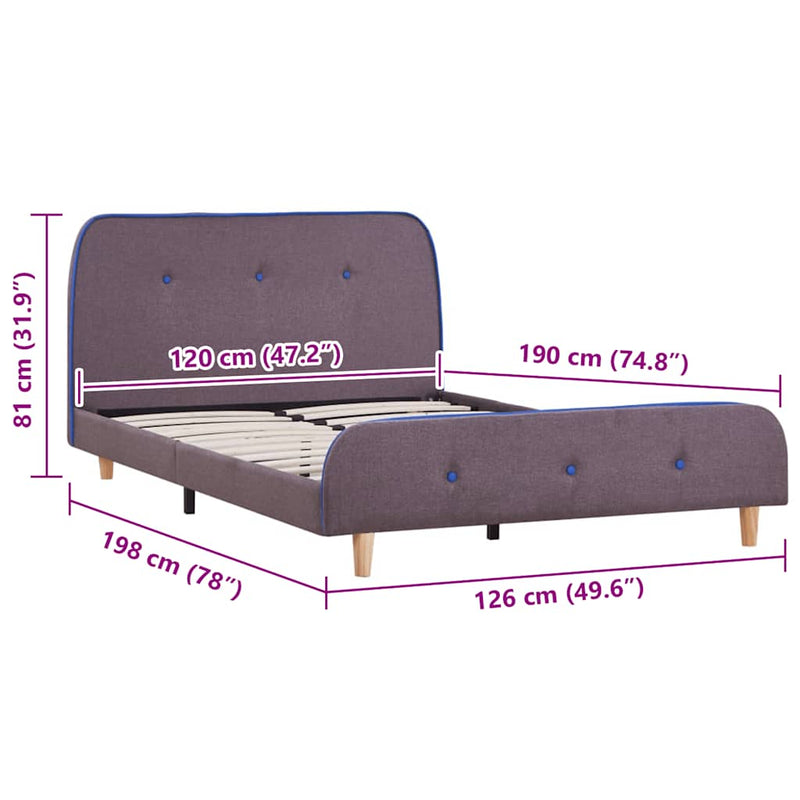 vidaXL tópszínű szövet ágykeret matrac nélkül 120x190 cm