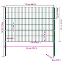 vidaXL zöld vas kerítéspanel oszlopokkal 176,5 x 120 cm
