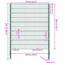 vidaXL zöld vas kerítéspanel oszlopokkal 176,5 x 200 cm