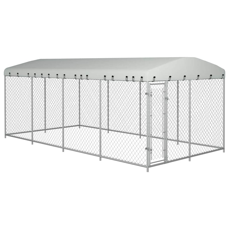 vidaXL kültéri kutyakennel tetővel 7,6 x 3,8 x 2,3 m