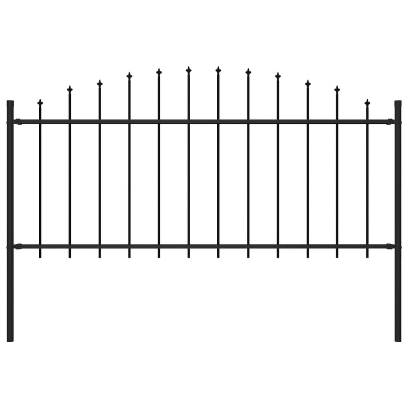 vidaXL fekete lándzsahegy tetejű acélkerítés (0,5-0,75) x 1,7 m