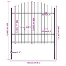 vidaXL fekete acélkerítés lándzsás tetejű 181 x 175 cm