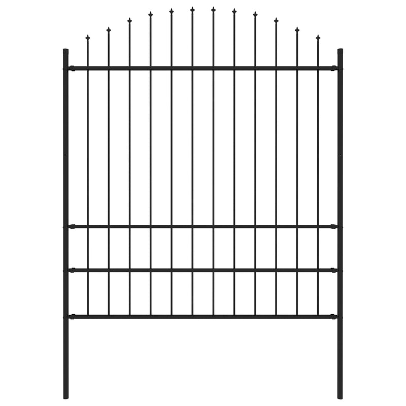 vidaXL fekete acél kerti kerítés lándzsás tetejű 181 x 200 cm