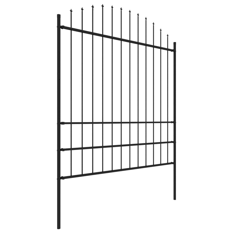 vidaXL fekete acél kerti kerítés lándzsás tetejű 181 x 200 cm