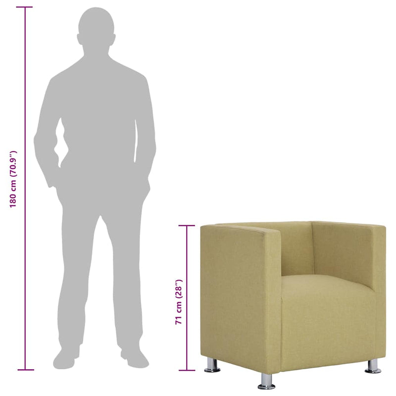 vidaXL zöld szövet kocka alakú karosszék