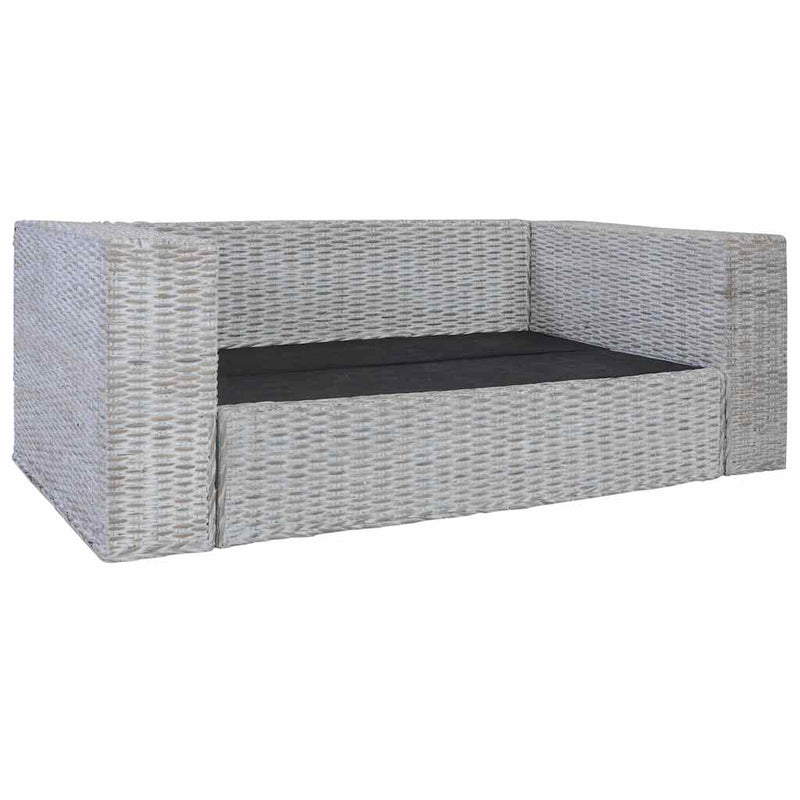 vidaXL 2 személyes szürke természetes rattan kanapé párnával