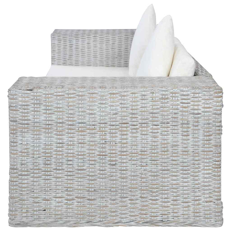 vidaXL 2 személyes szürke természetes rattan kanapé párnával