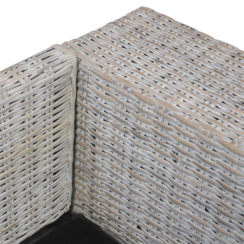 vidaXL 3 személyes szürke természetes rattan kanapé párnával