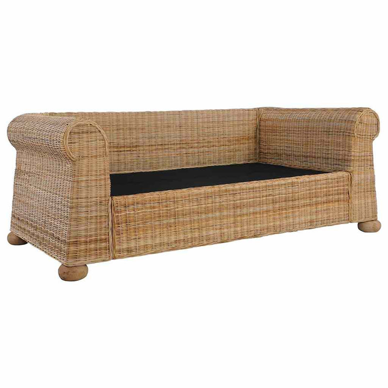 vidaXL 2 személyes természetes rattan kanapé párnákkal