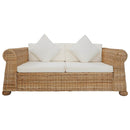 vidaXL 2 személyes természetes rattan kanapé párnákkal