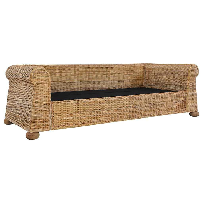 vidaXL 3 személyes természetes rattan kanapé párnákkal
