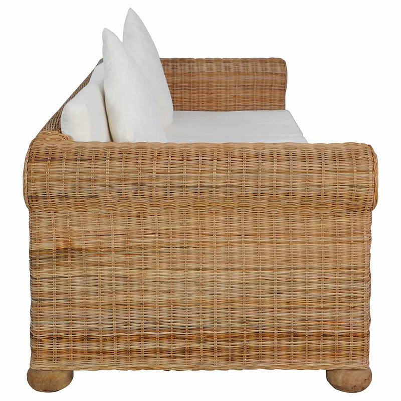 vidaXL 3 személyes természetes rattan kanapé párnákkal