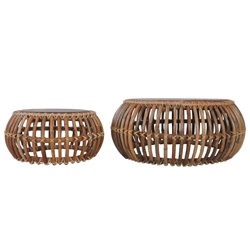 vidaXL 2 db természetes rattan dohányzóasztal