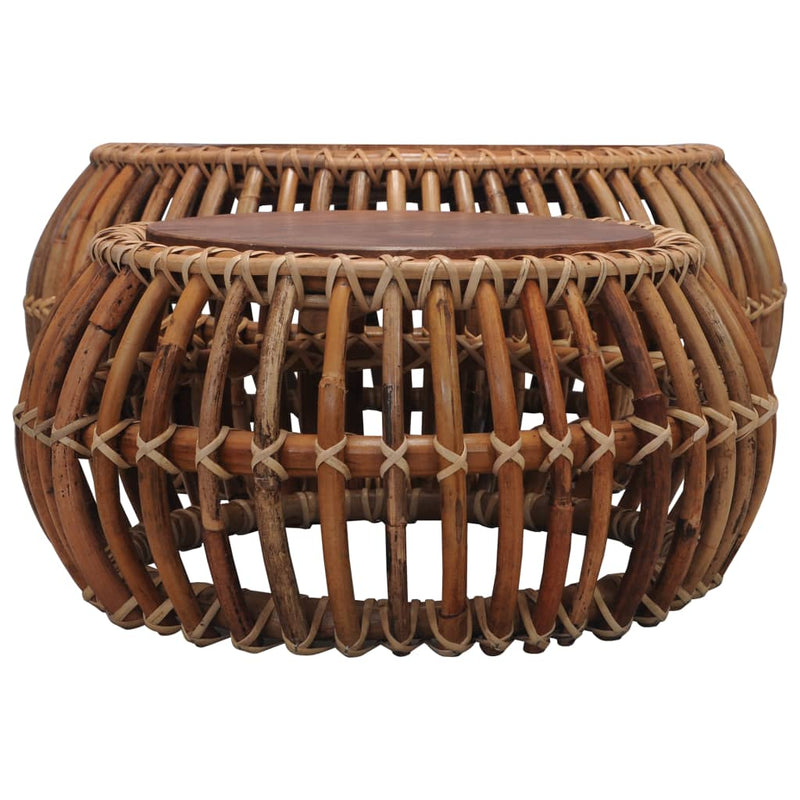 vidaXL 2 db természetes rattan dohányzóasztal