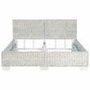 vidaXL szürke természetes rattan ágykeret 140 x 200 cm