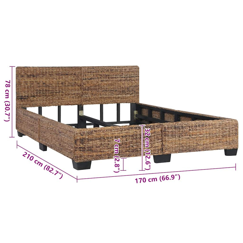 vidaXL természetes rattan ágykeret 160 x 200 cm