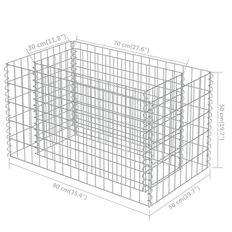 vidaXL horganyzott acél gabion magaságyás 90 x 50 x 50 cm