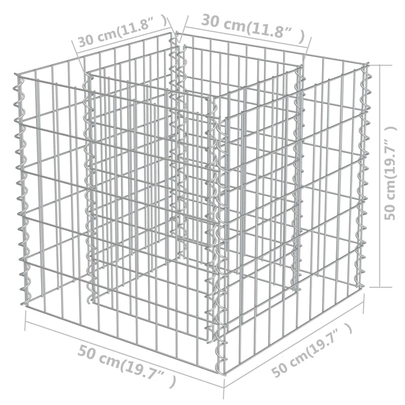 vidaXL horganyzott acél gabion magaságyás 50 x 50 x 50 cm