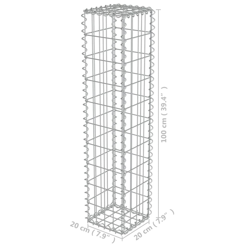 vidaXL horganyzott acél gabion fal fedéllel 20 x 20 x 100 cm