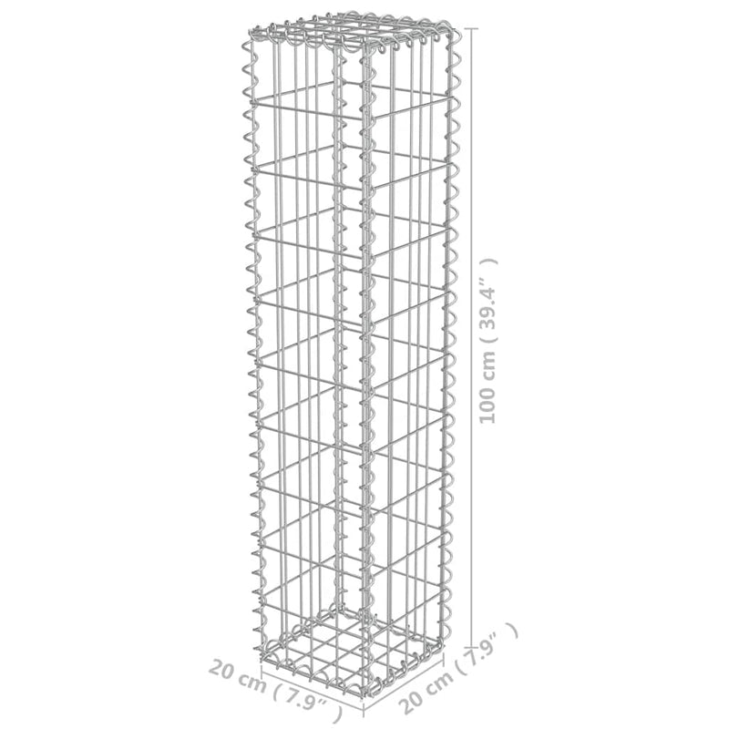 vidaXL horganyzott acél gabion fal fedéllel 20 x 20 x 100 cm