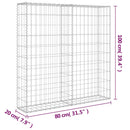 vidaXL horganyzott acél gabion fal felső zárással 80 x 20 x 100 cm