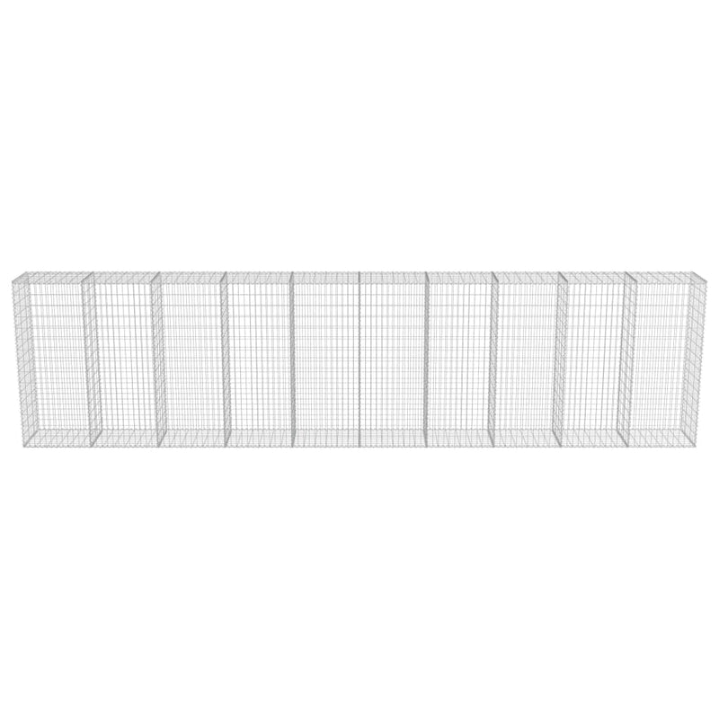 vidaXL horganyzott acél gabion fal fedéllel 600 x 50 x 150 cm