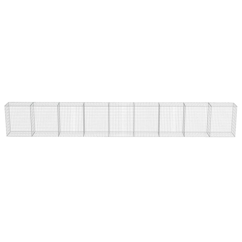 vidaXL horganyzott acél gabion fal fedéllel 900 x 50 x 100 cm