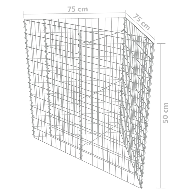 vidaXL horganyzott acél gabion magaságyás 75 x 75 x 50 cm