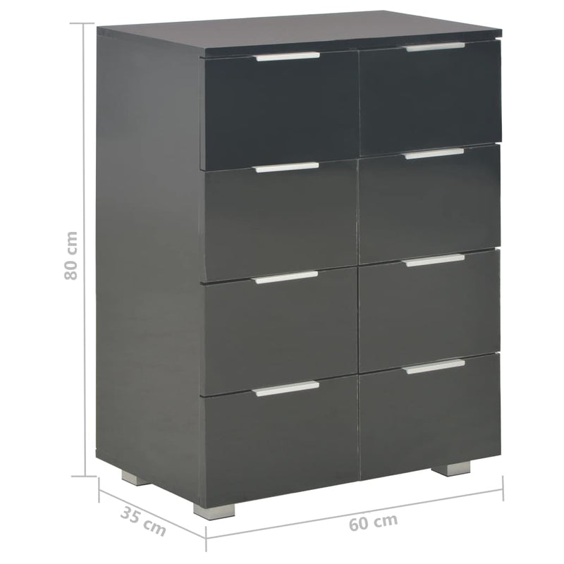 vidaXL magasfényű fekete szerelt fa tálalószekrény 60 x 35 x 80 cm