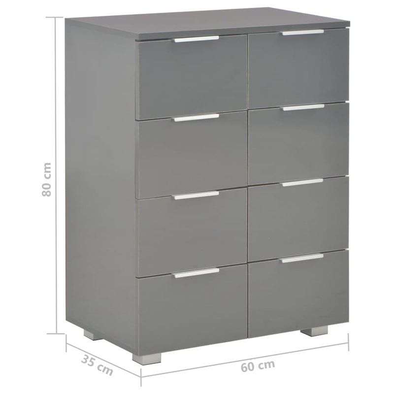 vidaXL magasfényű szürke szerelt fa tálalószekrény 60 x 35 x 80 cm