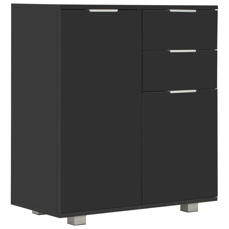 vidaXL magasfényű fekete szerelt fa tálalószekrény 71x35x80 cm