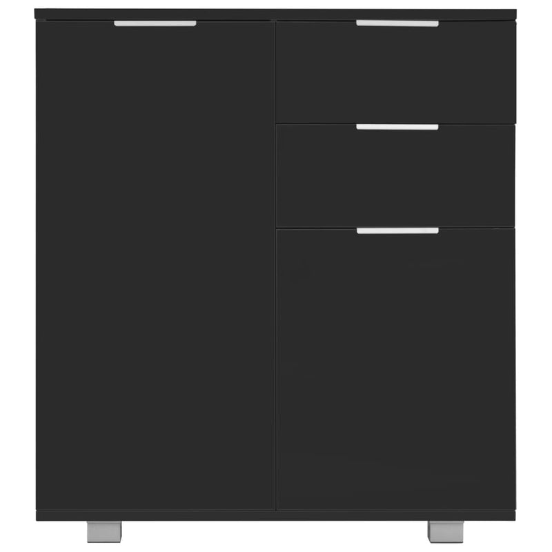 vidaXL magasfényű fekete szerelt fa tálalószekrény 71x35x80 cm