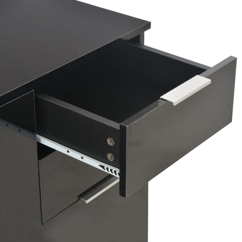 vidaXL magasfényű fekete szerelt fa tálalószekrény 71x35x80 cm