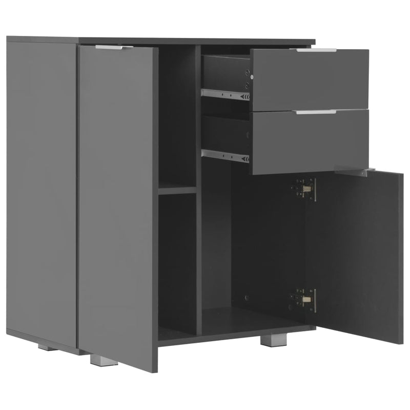 vidaXL magasfényű szürke szerelt fa tálalószekrény 71x35x80 cm