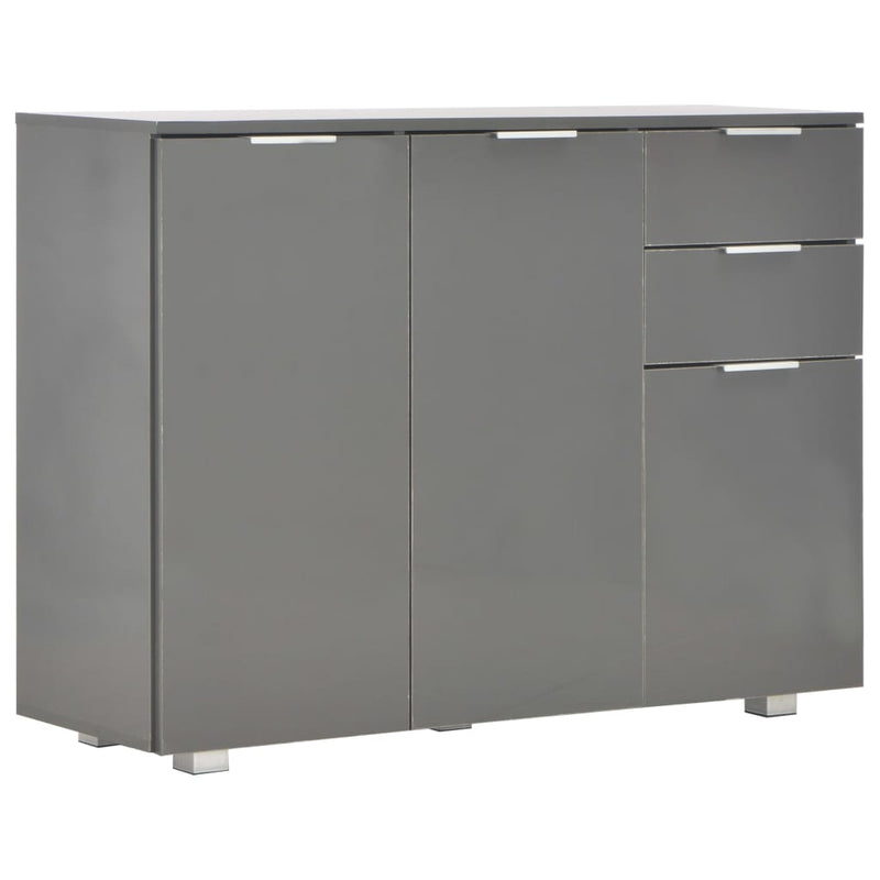 vidaXL szürke magasfényű tálalószekrény 107x35x80,5 cm