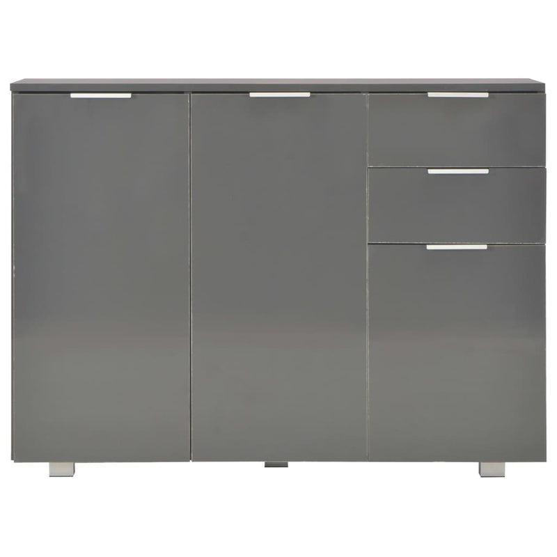 vidaXL szürke magasfényű tálalószekrény 107x35x80,5 cm