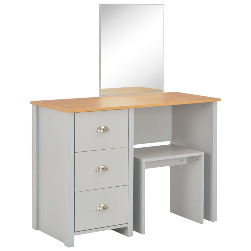 vidaXL szürke öltözőasztal tükörrel és ülőkével 104 x 45 x 131 cm