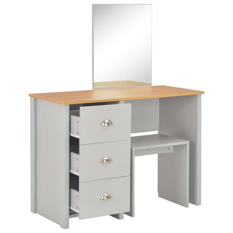 vidaXL szürke öltözőasztal tükörrel és ülőkével 104 x 45 x 131 cm