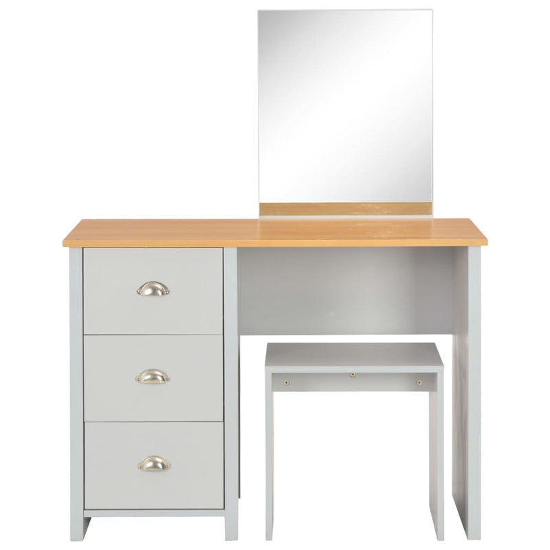 vidaXL szürke öltözőasztal tükörrel és ülőkével 104 x 45 x 131 cm