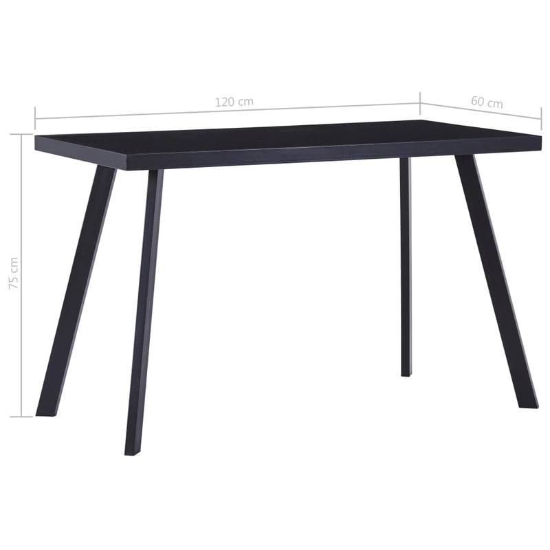 vidaXL fekete edzett üveg étkezőasztal 120 x 60 x 75 cm