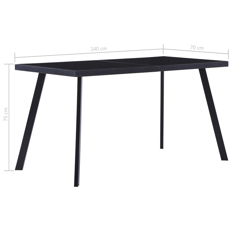 vidaXL fekete edzett üveg étkezőasztal 140 x 70 x 75 cm