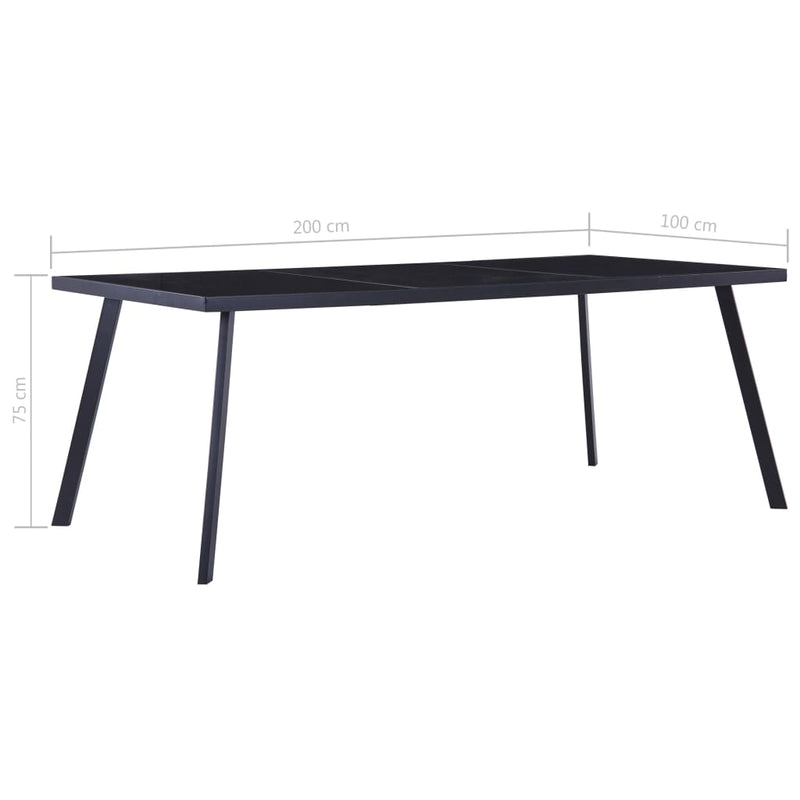 vidaXL fekete edzett üveg étkezőasztal 200 x 100 x 75 cm