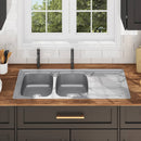 vidaXL kétmedencés rozsdamentes acél mosogató szűrővel és szifonnal