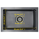 vidaXL fekete kézzel készített rozsdamentes acél konyhai mosogató