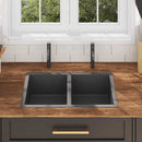 vidaXL fekete kézzel készített rozsdamentes acél konyhai mosogató