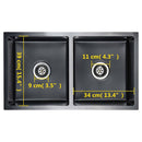 vidaXL fekete kézzel készített rozsdamentes acél konyhai mosogató