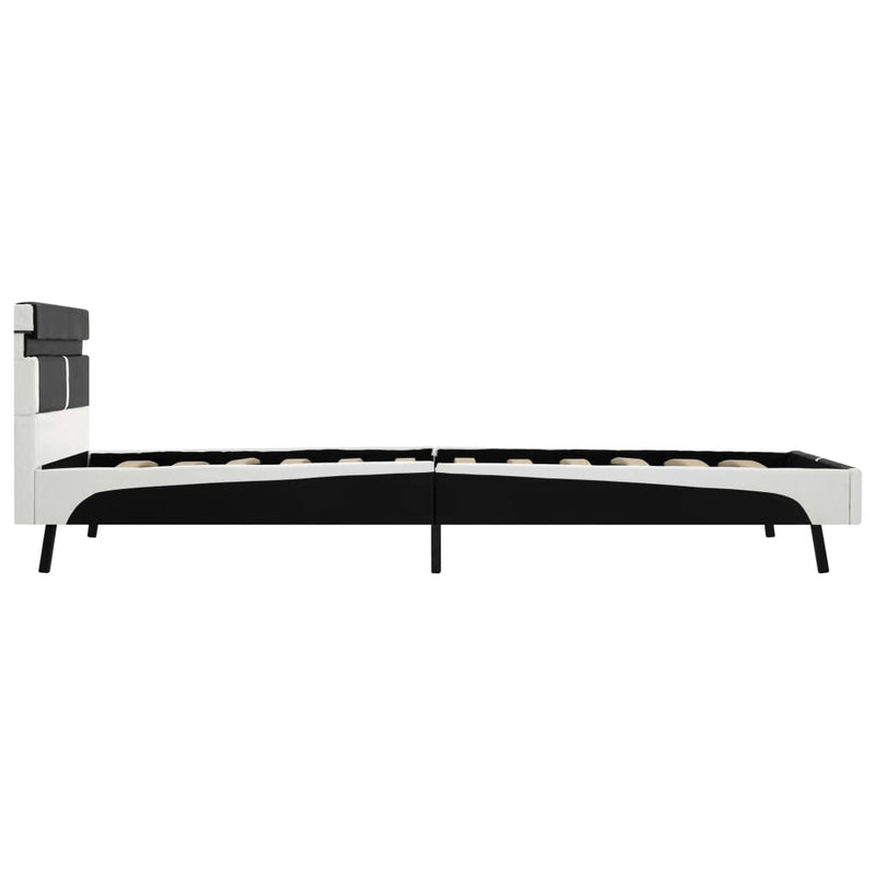 vidaXL fekete LED-es műbőr ágykeret 90 x 200 cm