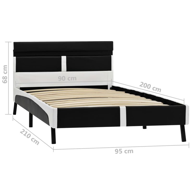 vidaXL fekete LED-es műbőr ágykeret 90 x 200 cm