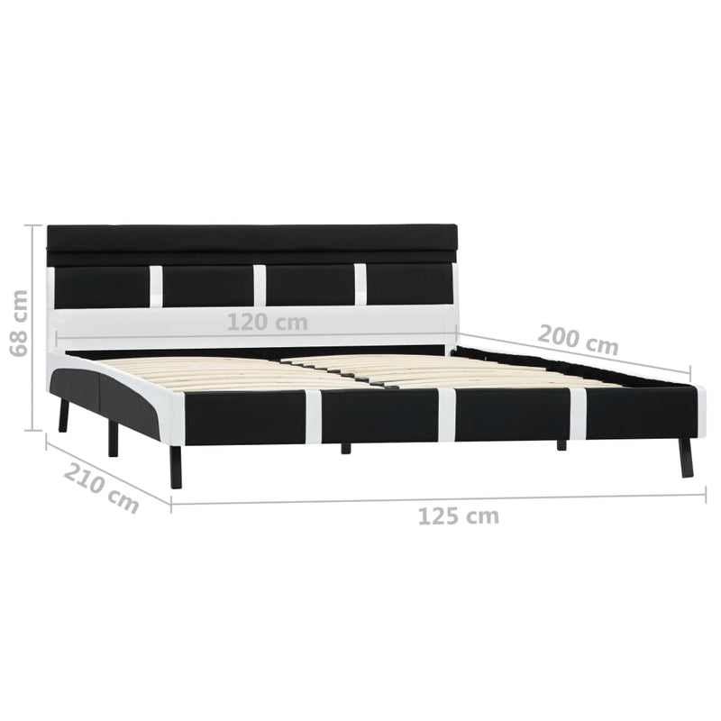 vidaXL fekete LED-es műbőr ágykeret 120 x 200 cm