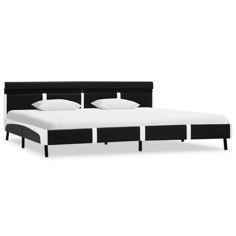 vidaXL fekete műbőr ágykeret LED csíkkal 180 x 200 cm